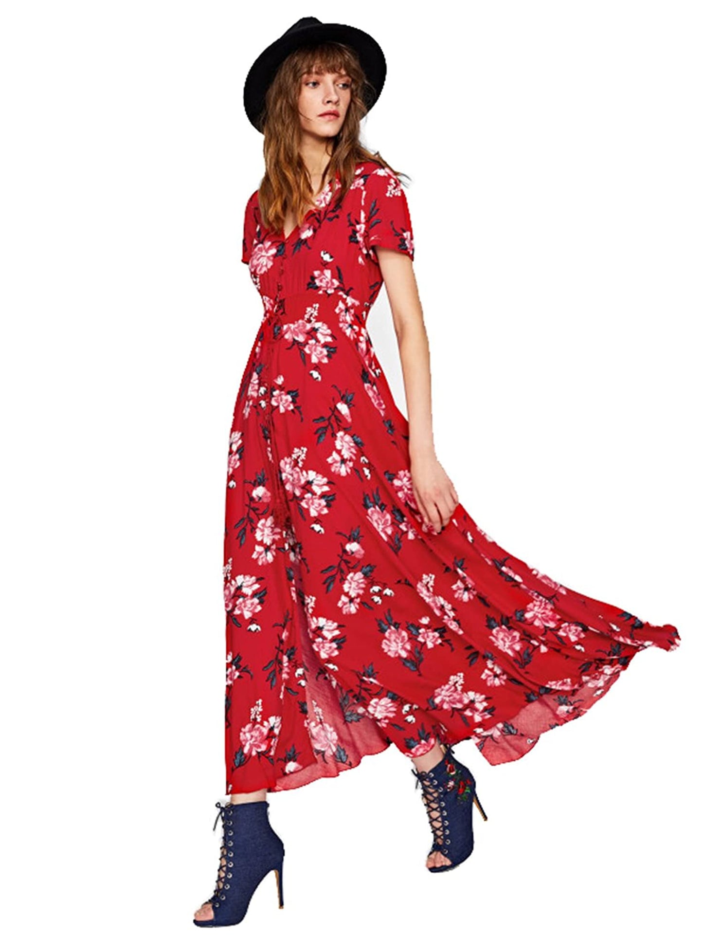 Buttoned Floral Dress