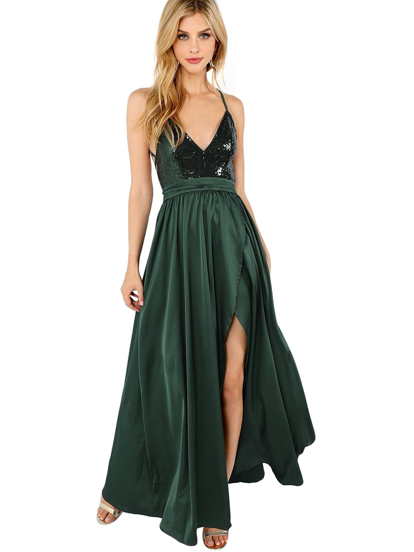 Backless Satin Evening Dress