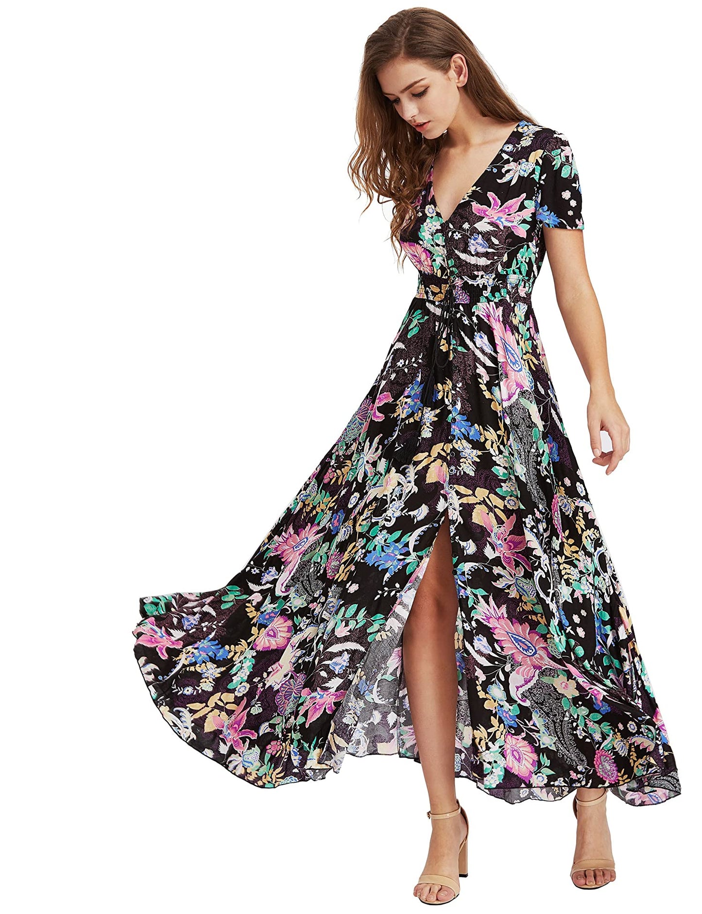 Buttoned Floral Dress