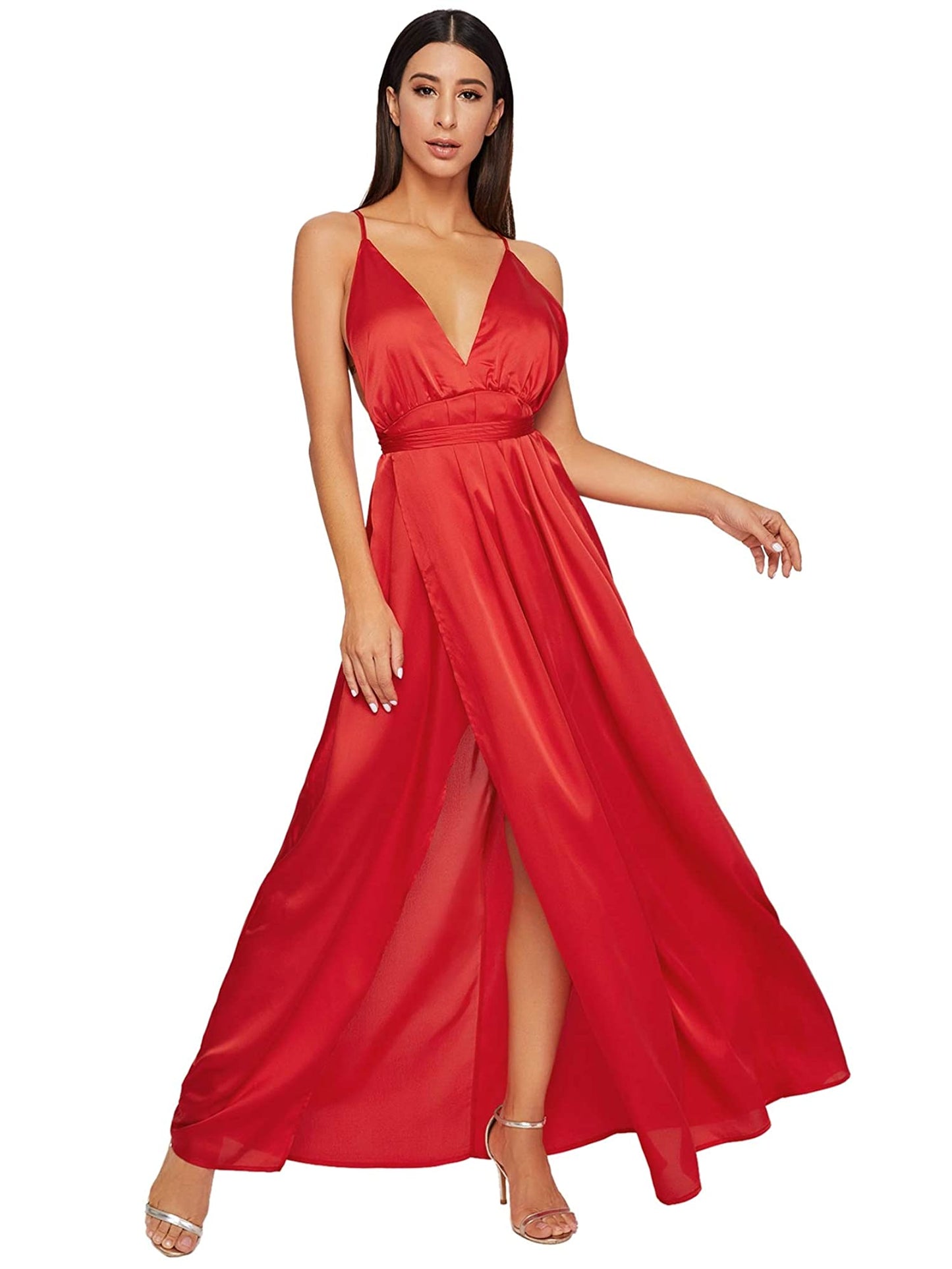 Backless Satin Evening Dress