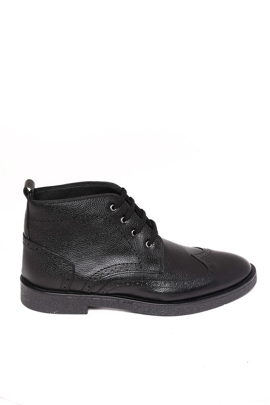 Black Leather Lace-Up Boots